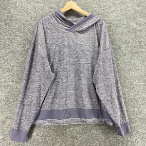 Mondetta Hoodie Women 2XL Gray V-Neck Hooded Long Sleeve Pullover Casual Solid